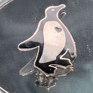 Vintage 925 Silver Mexico Black Enamel Painted Penguin‎ Brooch/Pin